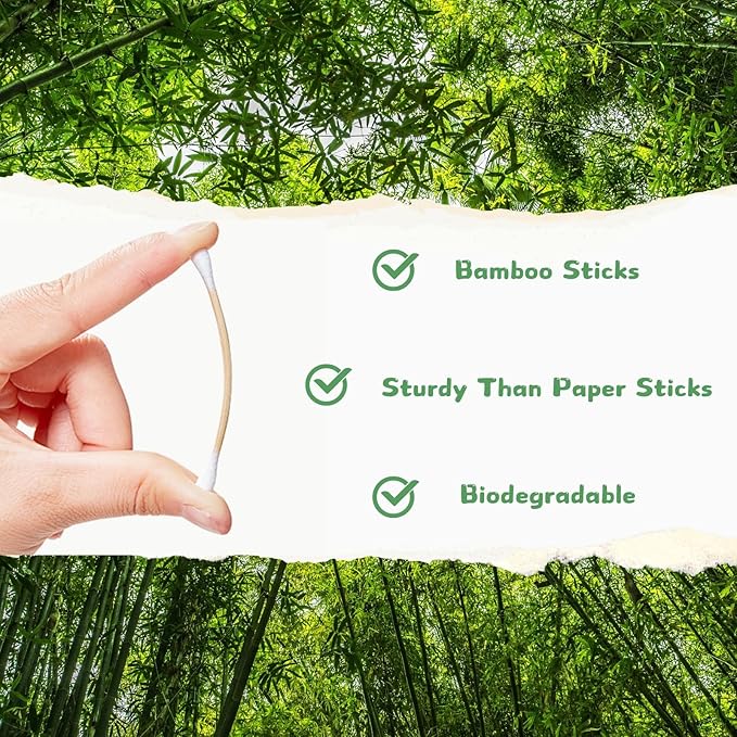 eyxformula 1000 Count Bamboo Cotton Swabs, Soft, Hypoallergenic, Sturdy, 900 Organic Cotton Ear Buds &100 6 Inch Long Swabs for Ear Cleaning, Makeup, Personal & Pet Care, Art & Crafts, Gun Cleaning