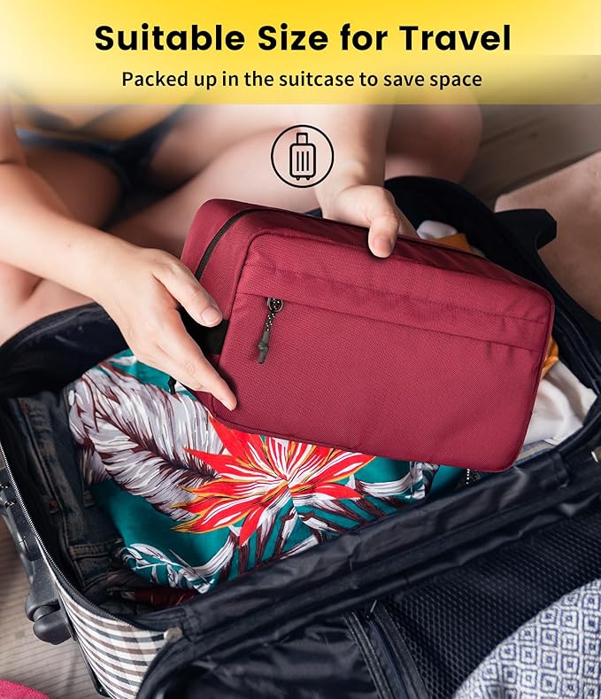 Vorspack Travel Toiletry Bag for Men - Hanging Toiletries Bag Water Resistant Travel Bag for Toiletries Accessories - Maroon