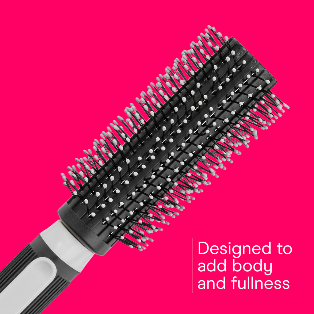 Conair Grip & Style Round Brush, Nylon Bristle Hair Brush for Blowout Styling, Ideal for Coarse, Curly, Wavy Hair, Color May Vary