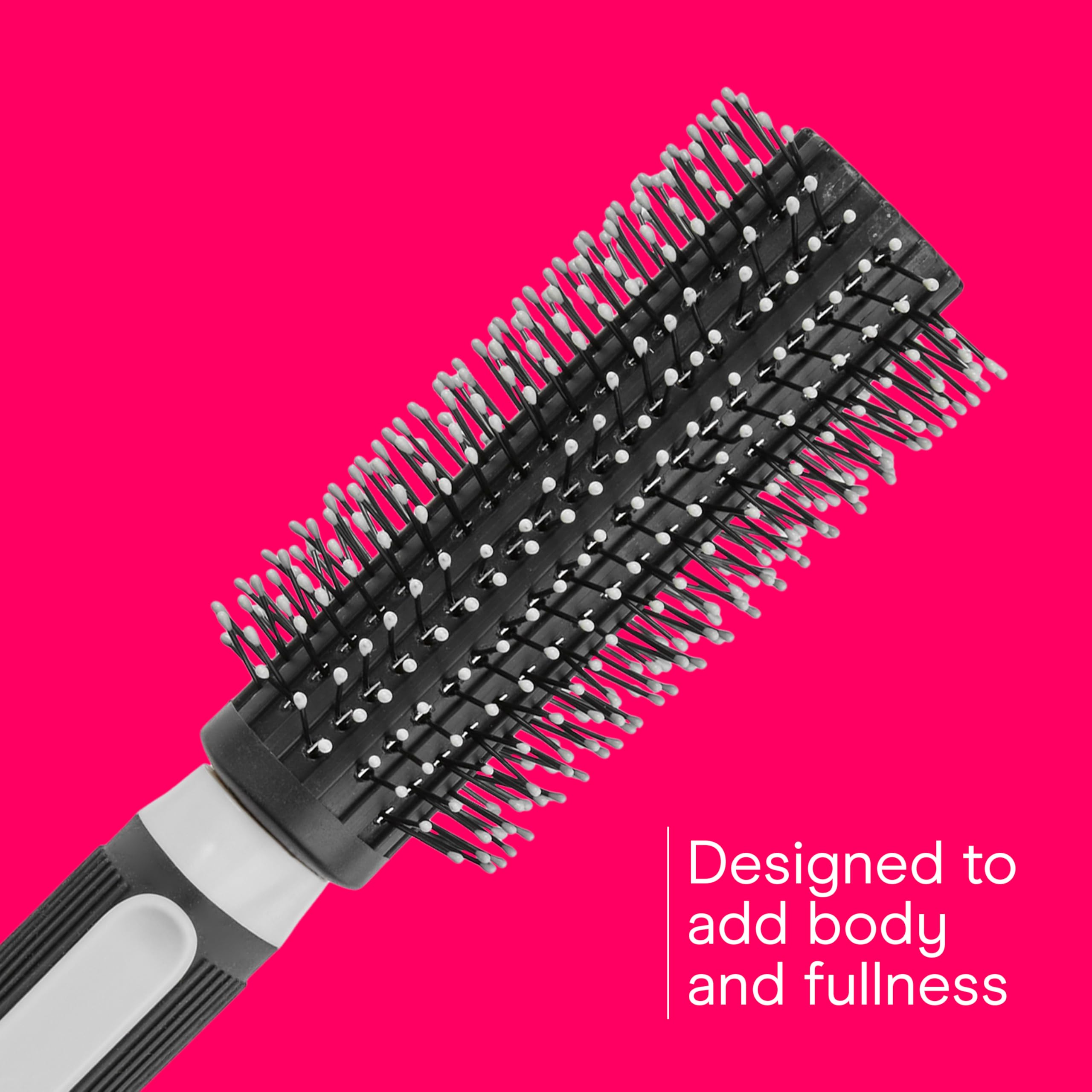 Conair Grip & Style Round Brush, Nylon Bristle Hair Brush for Blowout Styling, Ideal for Coarse, Curly, Wavy Hair, Color May Vary
