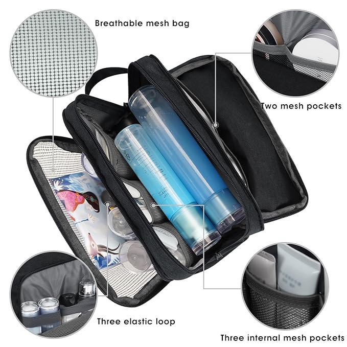 WANDF Travel Toiletry Bag for Men, Small Dopp Kit for Toiletries