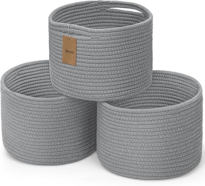 Maxuni 3 Pack Small Rope Storage Baskets, 9.82×9.82×7.1"