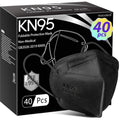 Hotodeal KN95 Face Masks 40 Pcs, Black Kn95 Masks for Adults, 5 Layers Cup Dust Mask for Men, Women, Healthcare/Essential Workers