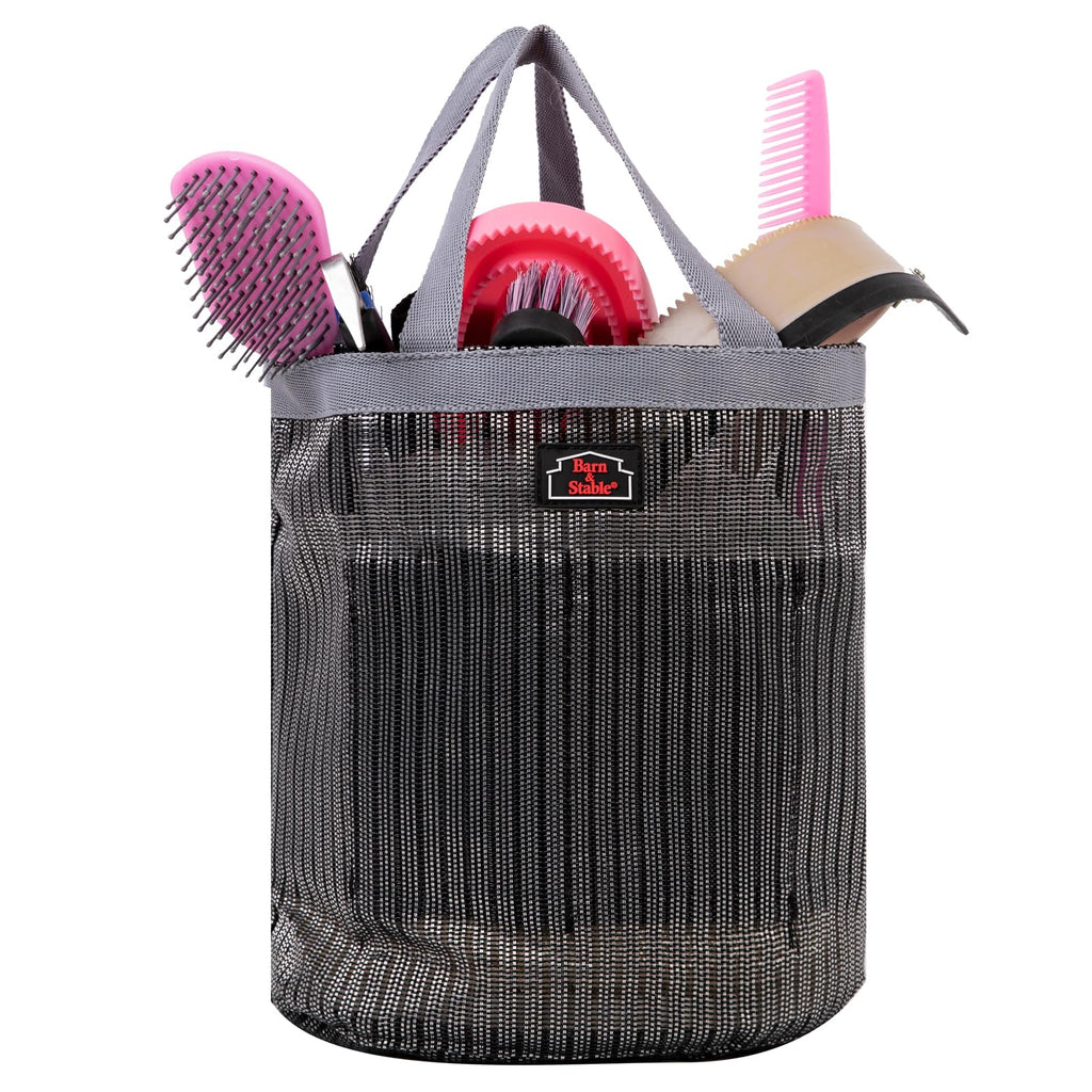 BARN & STABLE Breathable & Waterproof Mesh Horse Grooming Bag with 8 Pockets Tear-Resistant Grooming Tote for Horse Grooming Caddy Bag Organizer to Secure Items(Silver)