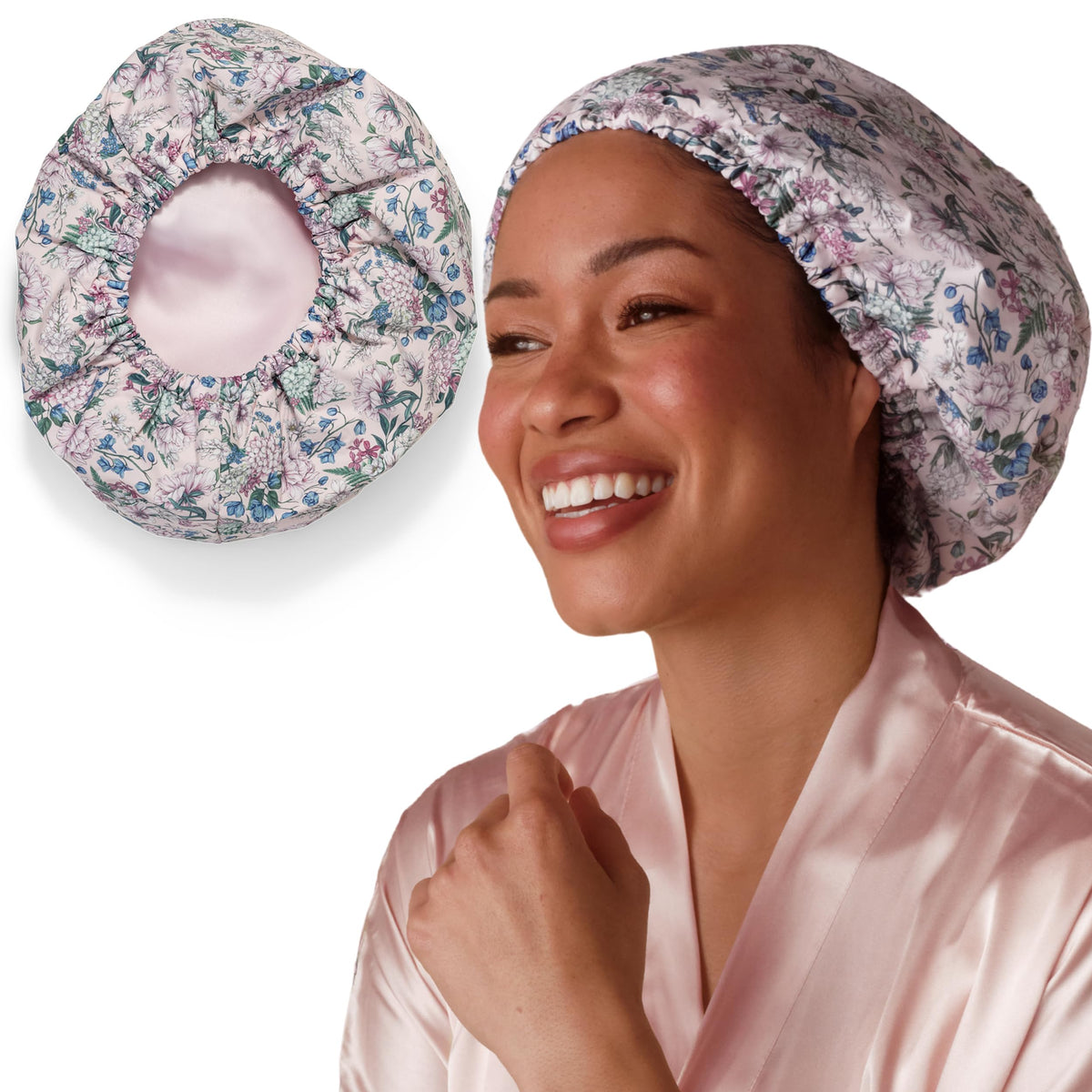Kitsch Luxury Large Shower Cap for Women - Palm Leaves
