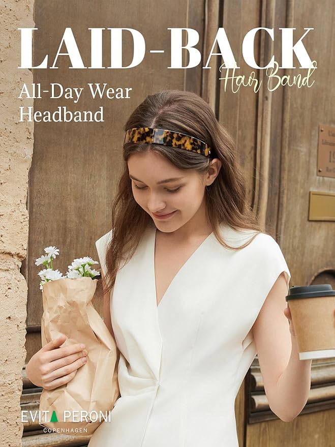 EVITA PERONI Tortoise Shell Headband for Women 1.18 Inches Hairbands
