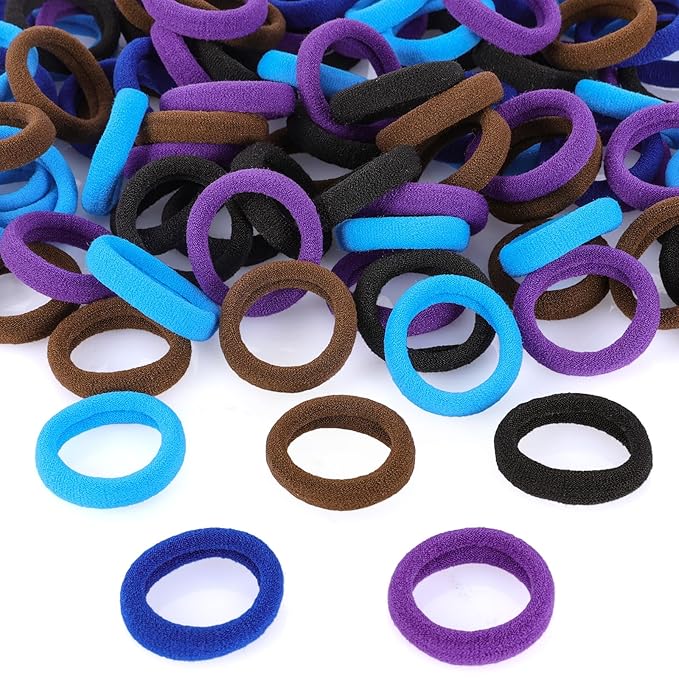 QRTVI 120 Pcs Baby Hair Ties, Cotton Toddler Hair Ties for Girls and Kids, Multicolor Small Seamless Hair Bands Elastic Ponytail Holders(Dark)