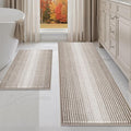 Bathroom Rugs and Mats Sets, 2 Piece Thick Absorbent Chenille Bath Mat Rug Set Non Slip, Soft Shaggy Bath Room Floor Mats for Bathroom, Machine Washable (Light Taupe, 20" x 60" Plus 20" x 32")
