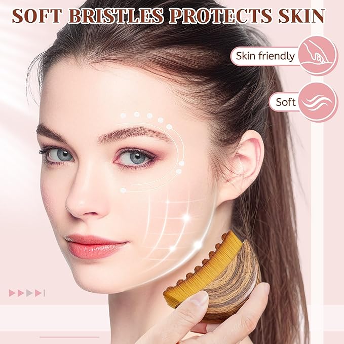 Lymphatic Contour Face Brush,Lymphatic Drainage Massager for Sculpting,Soft & Gentle Bristles Suitable for All Skin Types,Portable Ergonomic Gua Sha Brush with Travel Case