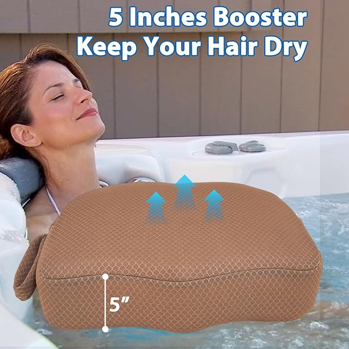 AEROiVi Hot Tub Booster Seat for Adults 5in Thick Weighted Quick Sink Brown