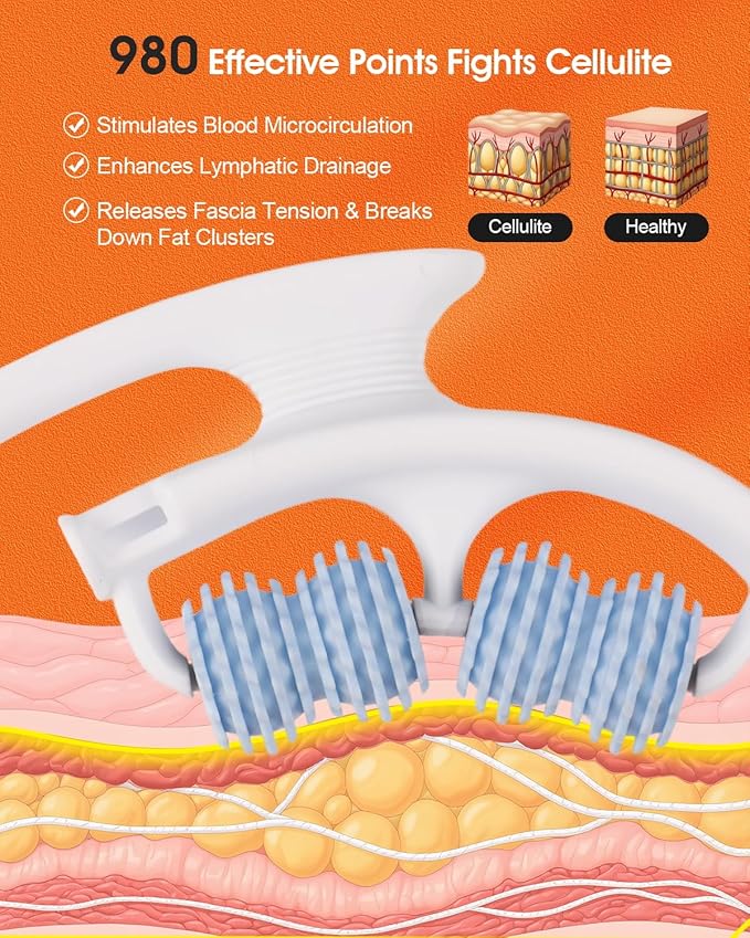 Rovista Anti Cellulite Massage Tool - Ergonomic Cellulite Remover for Legs and Arms with Detachable Handles - Smooth-Glide Lymphatic Drainage Massager for Boost Confidence and Tightened Skin (Blue)