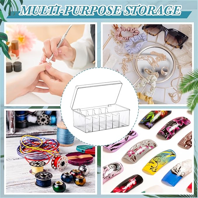 1 Pcs 8.5 x 4.9 x 3.5 Inch Large Capacity Acrylic Lash Extension Cart Organizers and Storage 6 Divided Eyelash Extension Supply Storage Box Clear Eyelash Cart with Lid Technician Lash Techs