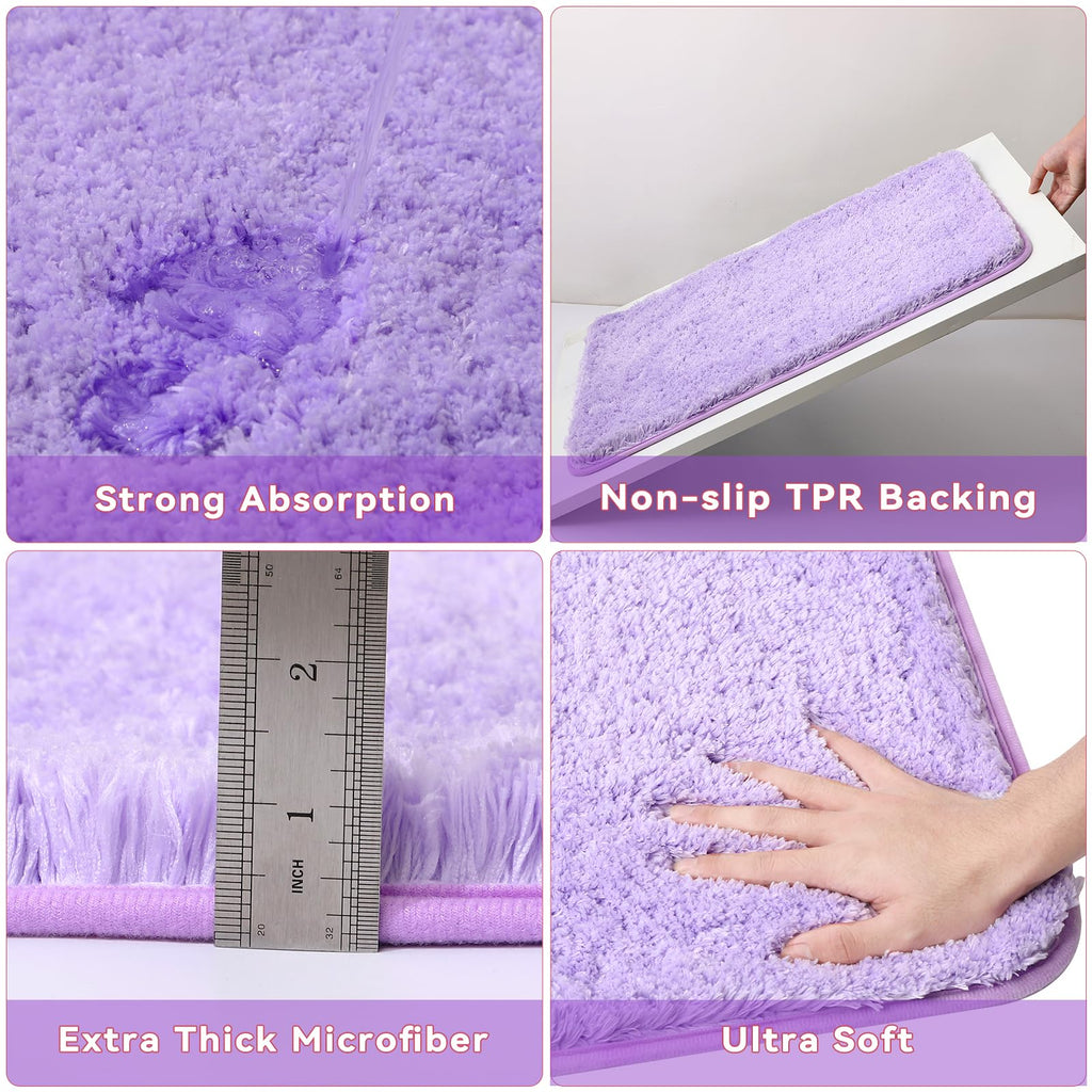 24PCS Bathroom Sets with Shower Curtain and Rugs,Bathroom Sets with Extra Soft and Absorbent Bath Rugs Purple Shower Curtain Set