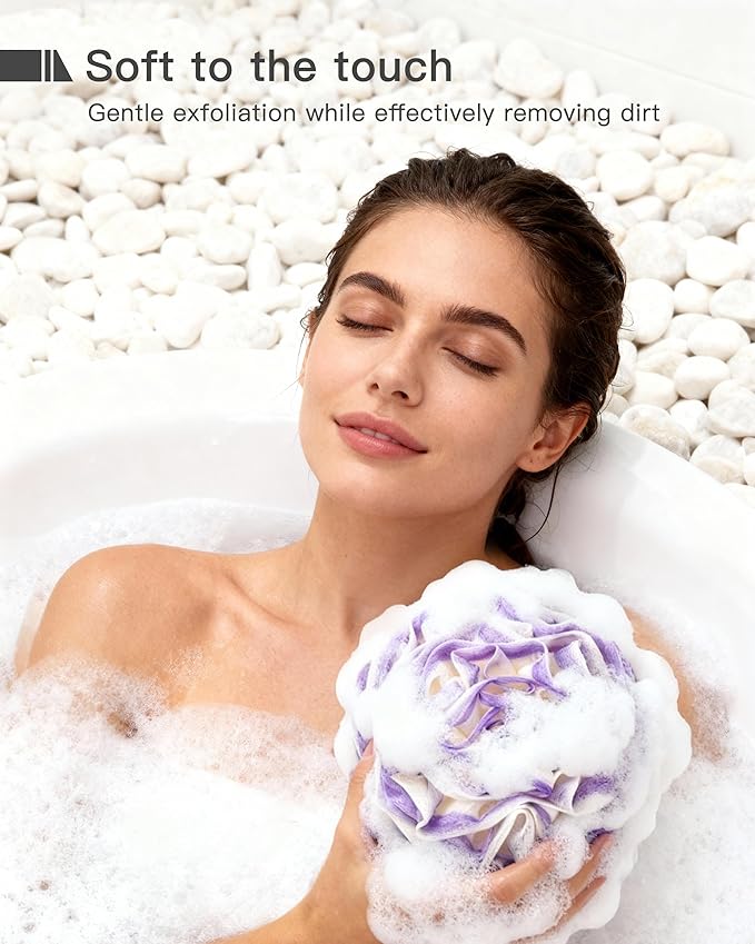 Loofah Sponge 70g, Large Exfoliating Bath Sponge, 4 Pack