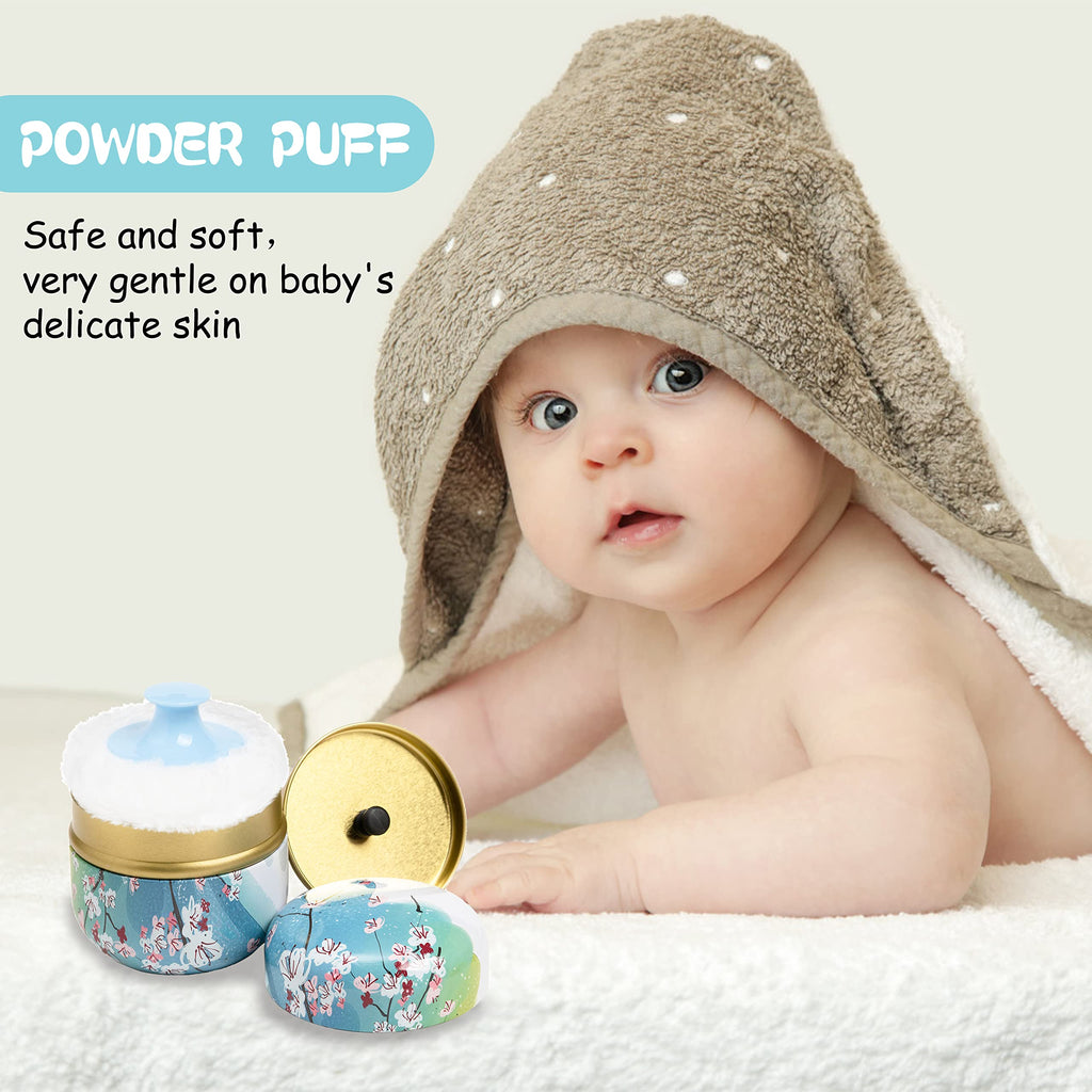 WEMEGA Body Powder Case with Powder Puff Powder Container Tea Box for Baby and Women Powder Puff and Powder Case for Travel (Spring1)
