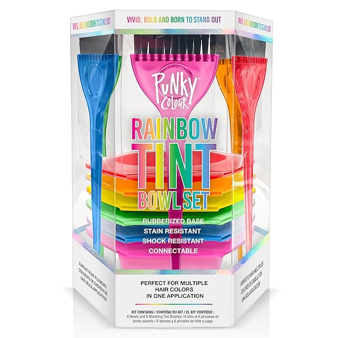 Punky Colour Hair Dye Brush and Bowl Set - Multi-Color Hair Coloring Tools with Mixing Bowl, DIY Dying & Bleaching for Salon & At-Home Use