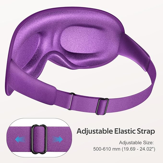 Vynix® Sleep Mask for Women Men - 100% Blackout Eye Masks for Sleep - 3D Soft Sleeping Mask for Side Sleepers - Zero Pressure Lash Extensions Eye Cover Shade for Airplane Travel Essentials, Purple
