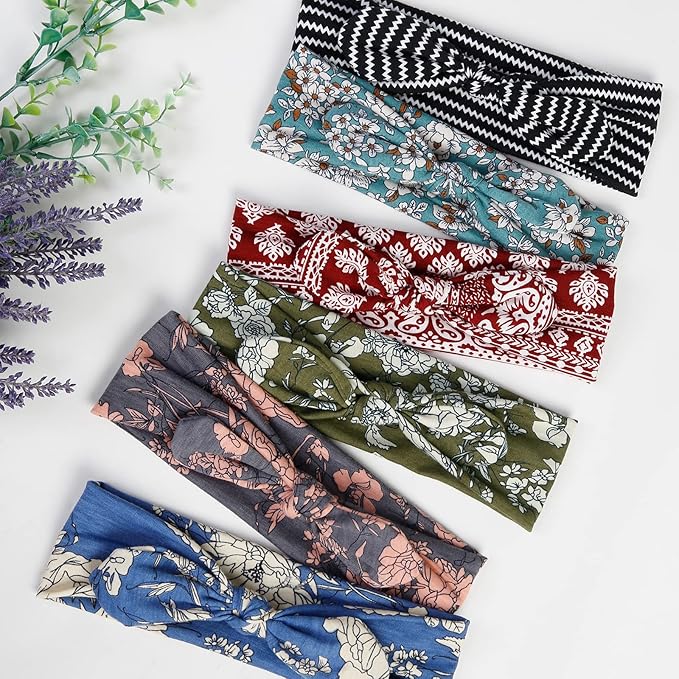 Huachi 12 Pack Bow Headbands for Women Elastic Hair Band Headwraps Knotted Headband Rabbit Ears Turban Fashion Sport Cute Hair Accessories