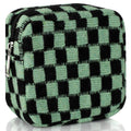 CekPo Sanitary Napkin Storage Bag, Menstrual Pad Zipper Bag Checkered Portable Period Bag Panty Liners, Tampon Storage Pouch for Women Ladies Daily Use Storage Purse Travel