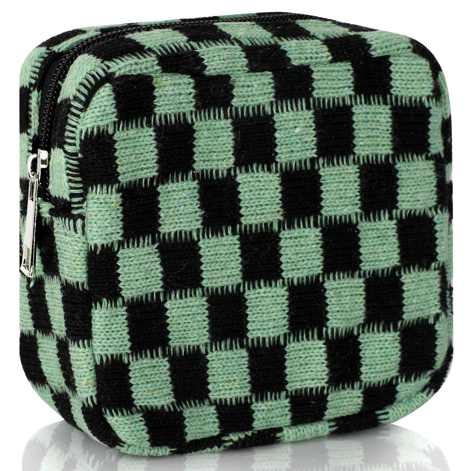 CekPo Sanitary Napkin Storage Bag, Menstrual Pad Zipper Bag Checkered Portable Period Bag Panty Liners, Tampon Storage Pouch for Women Ladies Daily Use Storage Purse Travel