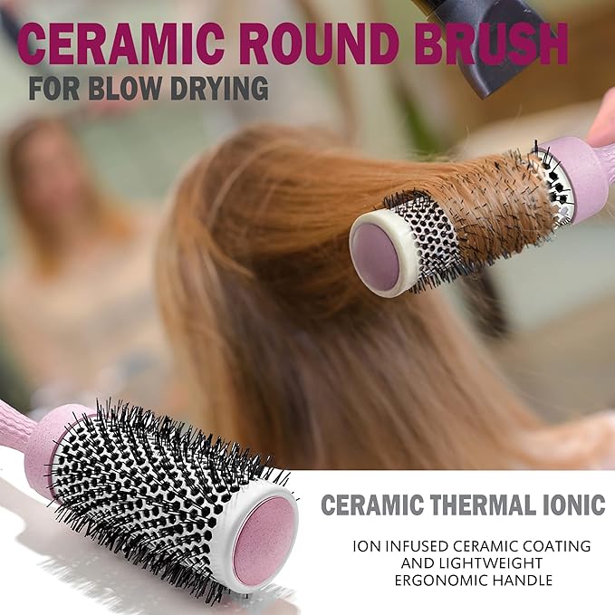 Fiora Naturals Hair Detangler, Round Brush, and Comb Set for Women - All Hair Types: Natural, Fine & Curly - Ideal for Detangling and Blow Drying