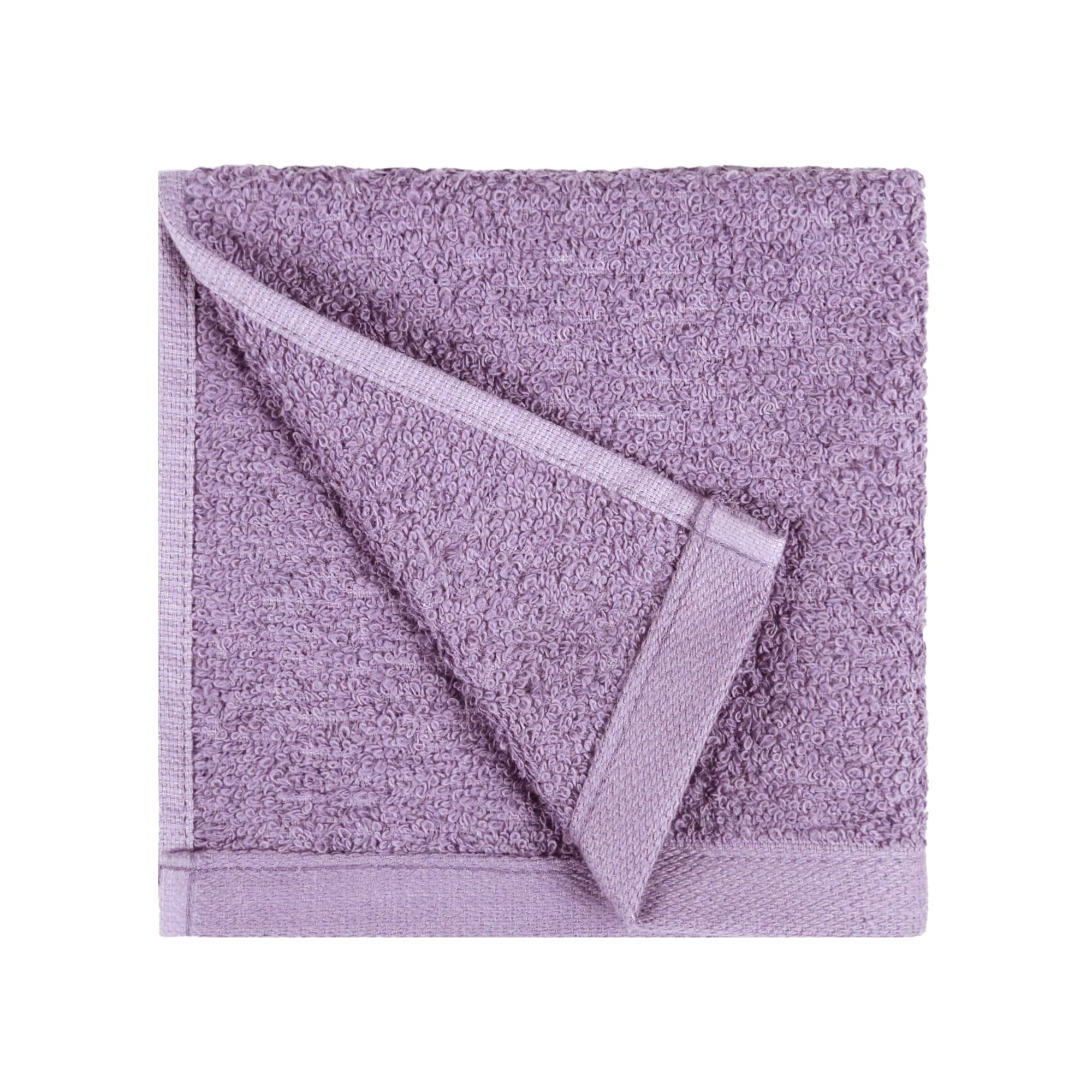 Amazon Basics Highly Absorbent, Fast Drying 100% Cotton Washcloths for Bathroom, Machine Washable, 12 x 12 inches, Lavender, 24-Pack