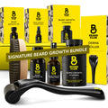 Beard Club Derma Roller & Beard Growth Oil - Microneedling Roller with 540 Titanium Coated Microneedles & Cedar, Sandalwood Beard Oil