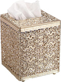 Sumnacon Tissue Box Cover Square Tissue Box with Lid, Metal Tissue Box Holder Stylish Tissue Cover Cube Tissue Box Cover for Bathroom Toilet Kitchen Table Desk Home Office, Gold