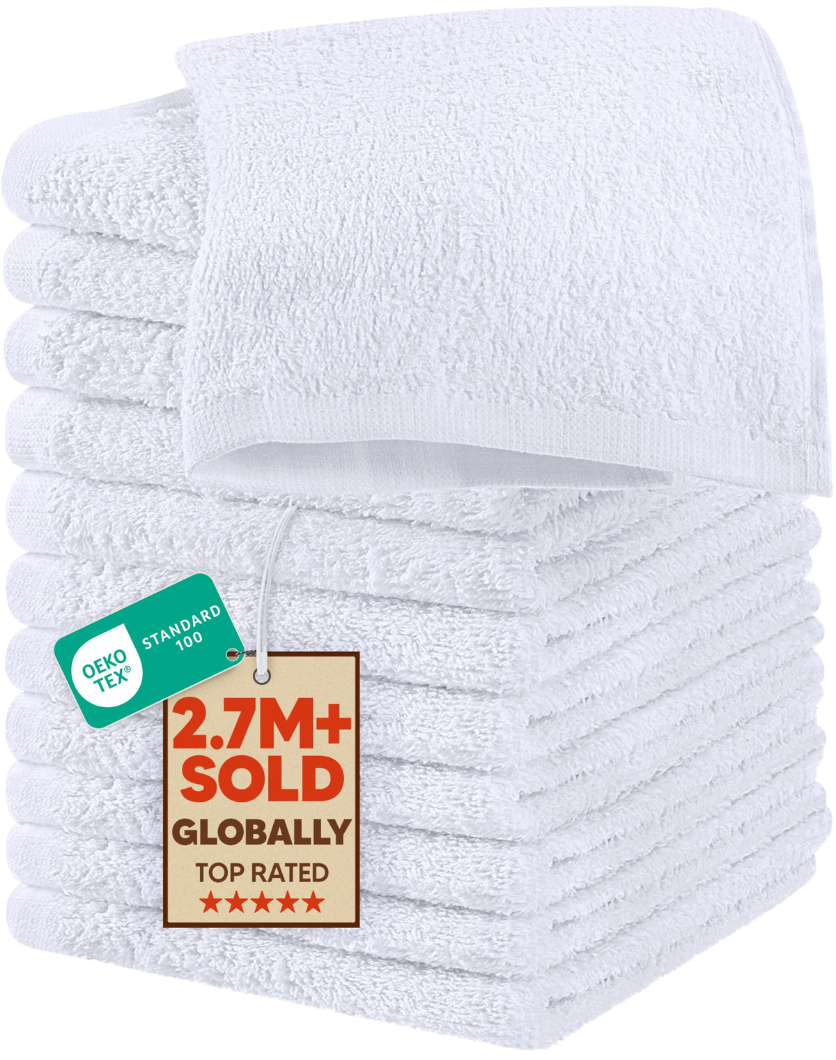 Utopia Towels 24 Pack Washcloths, 12x12 in, 100% Cotton, Beige