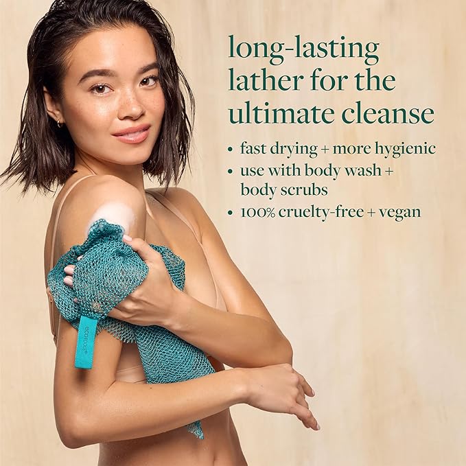 EcoTools Dry Body Brush for Circulation, Dead Skin Removal + Exfoliating Body Scrubber Bath Net, Inspired by The African Net Sponge, Self-Care Gifts, Natural Beige