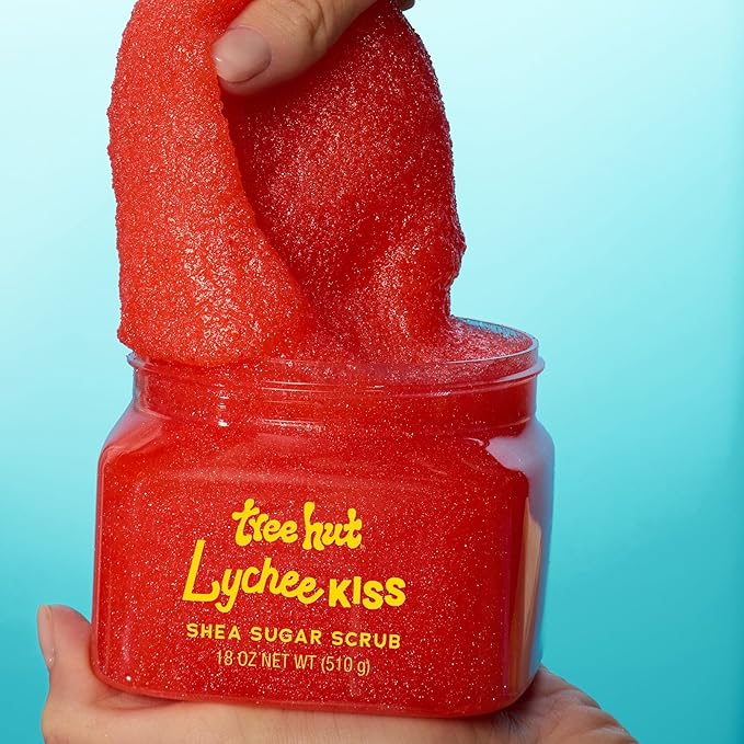 Tree Hut Lychee Kiss Body Scrub, Exfoliating Sugar Scrub, Vegan, 18 Oz