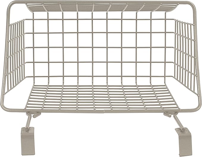 Spectrum Hanging Baskets for Organizing (Large, Satin Nickel) - Grid Over the Cabinet Wire Basket for Kitchen or Bathroom - Door Hanging Storage Organizer for Cleaning Supplies, Washcloths, & Towels