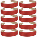 Wecoe 10 Pack Red Headband Women 1 Inch Wide Satin Headbands Non Slip Fashion Plain Head Bands Solid Hair Bands DIY Hair Accessories for Women Girls Diademas Para Mujer