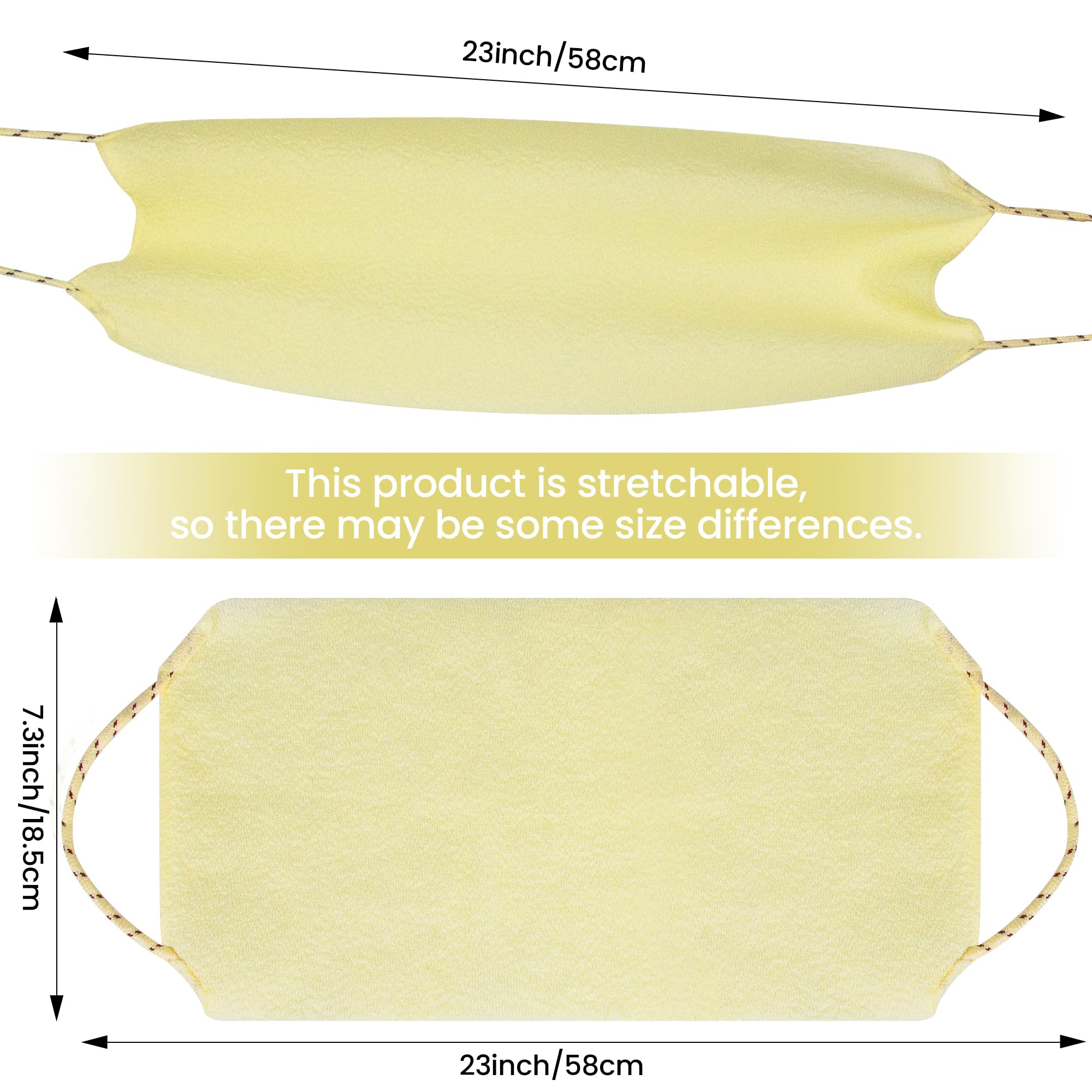 3 Pcs Double-Sided Back Exfoliator Body Scrub Towel, Exfoliating Back Scrubber with Handles,Exfoliating Washcloth Bath Tool in Shower, Stretchable Back Washer to Deep Cleans Skin (Beige)