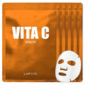 LAPCOS K Beauty Vita C Sheet Mask - Rejuvenating & Revitalizing Face Masks with Vitamin C for Dull, Tired Skin - Highly Breathable Eucalyptus-derived Tencel Sheet - Korean Skin Care (Pack of 5)