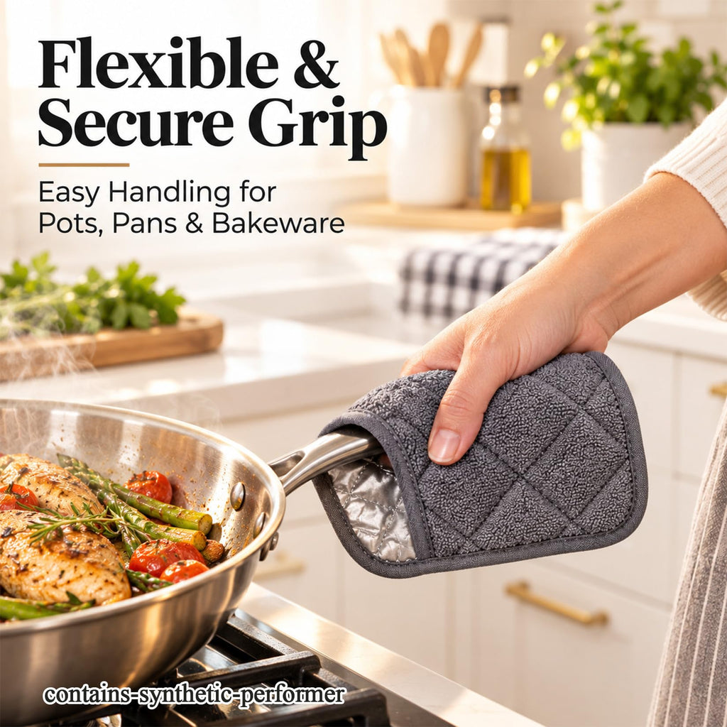 MAQIHAN 4 PCS Pot Holders for Kitchen - Cotton Hot Pads for Kitchen Gray