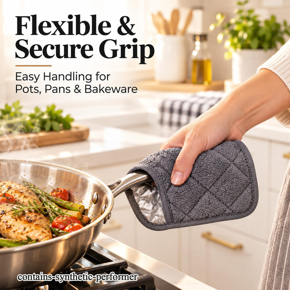 MAQIHAN 4 PCS Pot Holders for Kitchen - Cotton Hot Pads for Kitchen Gray
