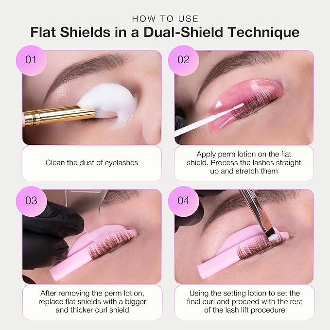 Curacoro Korean Lash Lift Shields, 4 Pcs Self-Adhesive Silicone Rods