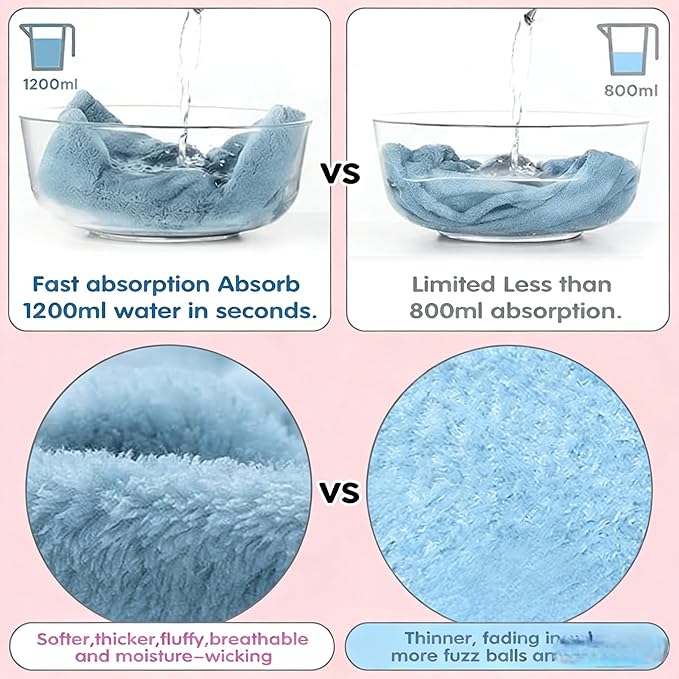 3 Pack Microfiber Hair Towel Wrap for Women, Fast Drying Hair Turban with Button, Anti-Frizz Large Hair Towel for All Hair Styles, Soft & Absorbent Hair Drying Towel