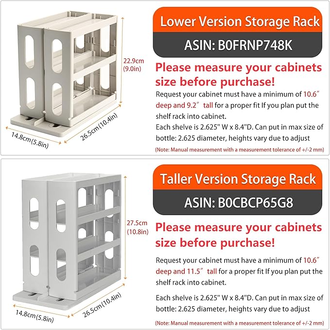 Medicine Organizer 2 Three-Decker Shelves Cabinet Storage Rack Organizer for Holding Vitamins, Supplements Cosmetics 10.82”H x 5.82”W x 10.43”D (Advanced Gray)