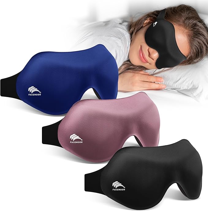 Sleep Masks for Women Men: True Blackout Eye Mask for Sleeping, 3D Contoured Zero Eye Pressure, Lash-Friendly (Blink Freely), Side Sleeper Comfort, Adjustable Strap Blindfold, Night Eye Cover