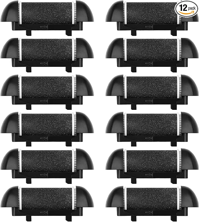 12 Pack Electric Pedicure Device Replacement Roller Heads with Same Mineral Stone for Feet Care Perfect Grinding Heads for Callus Remover for Daily Maintenance (12pcs Light Coarse)