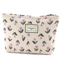 URSKYTOUS Flower Makeup Bag Travel Large Cosmetic Bag for Women Cute Makeup Pouch Zipper Cosmetic Pouch for Purse Corduroy Aesthetic Purple Floral Skincare Organizer Bag Portable Toiletry Bag
