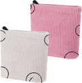 Teircno 2 PCS Corduroy Period Bag for women, Cute Sanitary Napkin Storage Bag Portable Period Pouch with Zipper, Sanitary Pads Bag Tampons Holder for Purse First Period