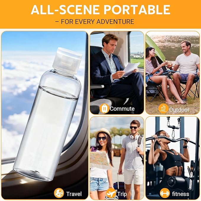 Pfesuqo 5 Pack 3.4 oz Travel Bottles for Toiletries, TSA Approved Leak Proof Refillable Travel Size Containers, Clear Plastic Shampoo Bottles for Lotion Conditioner