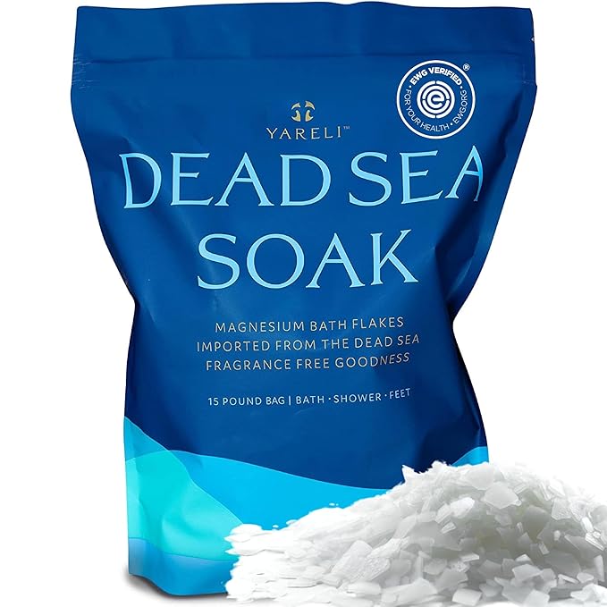 Yareli Magnesium Flakes, 15lb Dead Sea Bath Soak, Alternative to Epsom Salt