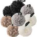 Loofah Sponges for Shower,Neutral Family 8 Pack - Black (x2), Gray (x2), Beige (x2) & Khaki (x2)