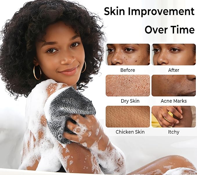 African Net Sponge Authentic - Exfoliating Back Scrub Bath Sponge with Knots - Afro Scrub Body Scrubber Exfoliator Washcloth - African Body Care Daily Use Shower Essentials