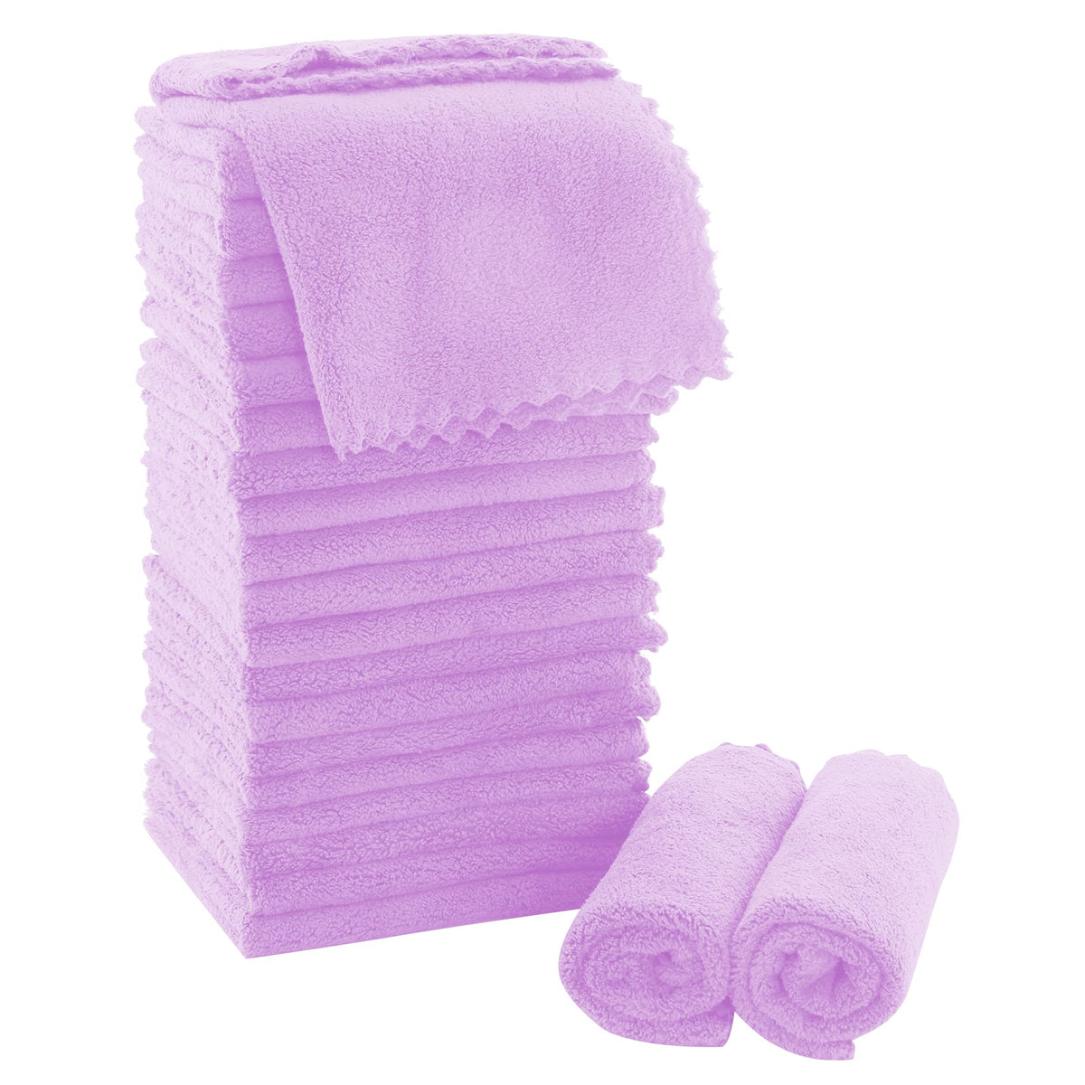 MOONQUEEN Ultra Soft Premium Washcloths Set - 12 x 12 inches - 24 Pack - Quick Drying - Highly Absorbent Coral Velvet Bathroom Wash Clothes - Use as Bath, Spa, Facial, Fingertip Towel (Grey)
