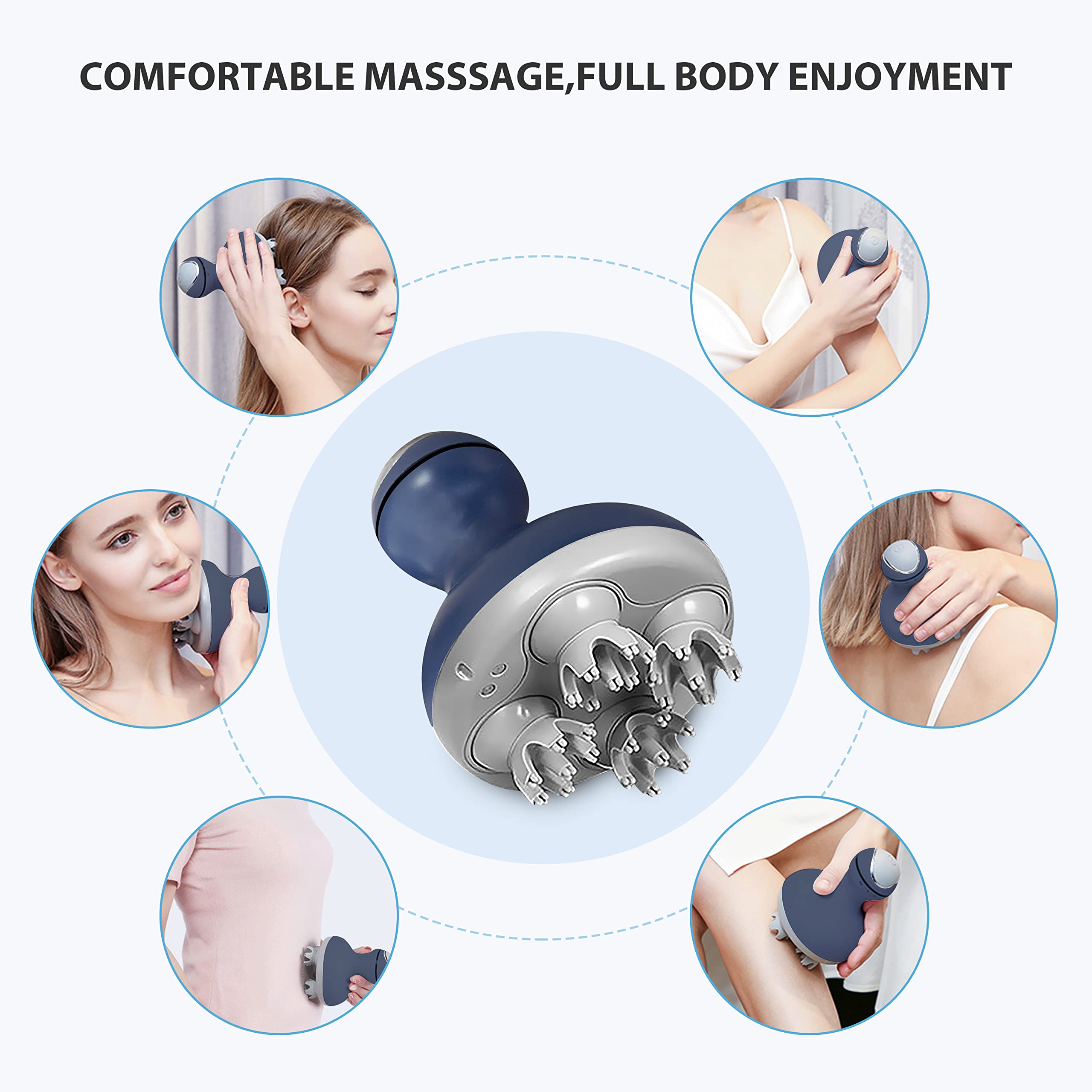 COMFIER Cordless Electric Scalp Massager with Mutlti-Modes Vibration, Handheld Cat Head Massager for Pets, Portable Dog Head Massage for Deep Clean and Stress Relax